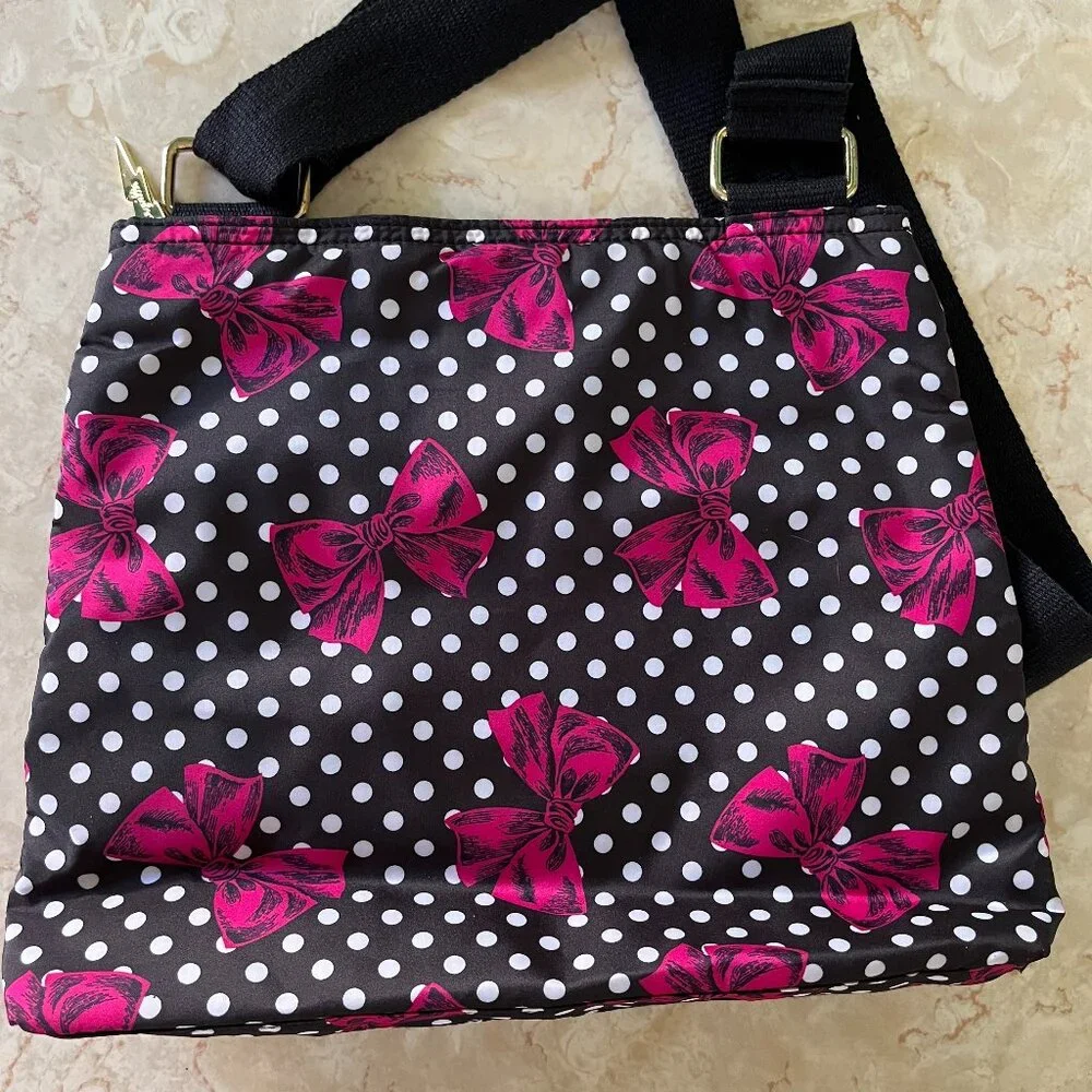 Betseyville Betsey Johnson Polka Party Pink Bows Crossbody Purse Y2K - Picture 3 of 7
